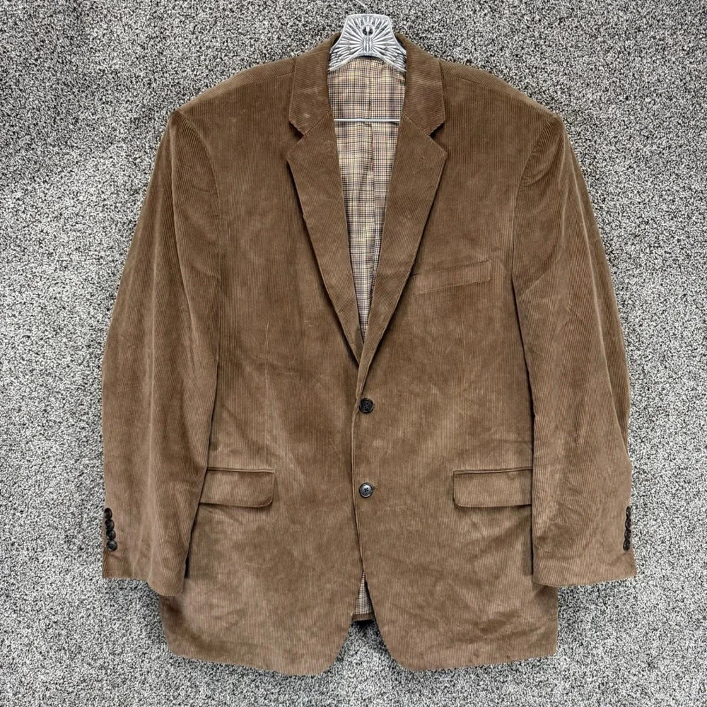 Saddlebred Blazer Mens 46R Brown‎ Corduroy Cotton Two-Button Sport Coat Jacket